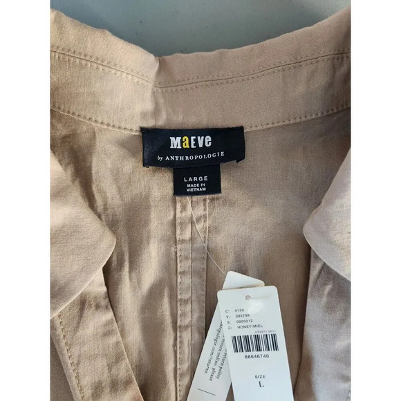 NWT Anthropologie The Colette Wrap Midi Dress by Maeve Size L Honey #9H422 - Picture 9 of 12